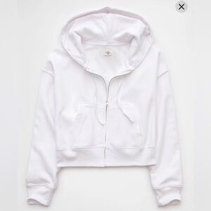 NWT! AEO Everyday Lux White Full Zip Cropped Hoodie Size Small